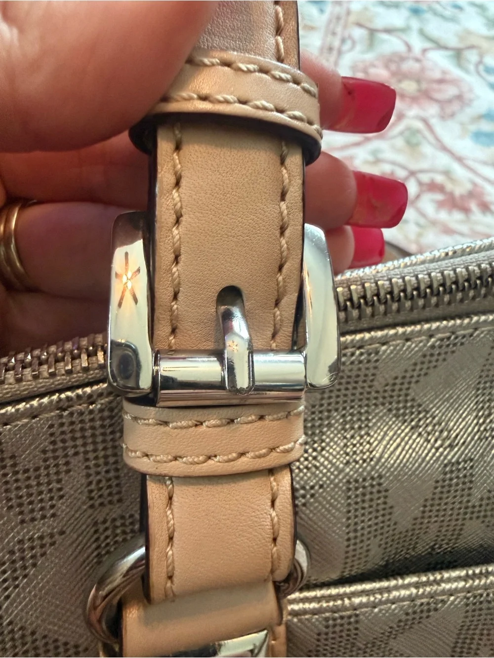 Michael Kors Beige Logo Tote with Tan Straps